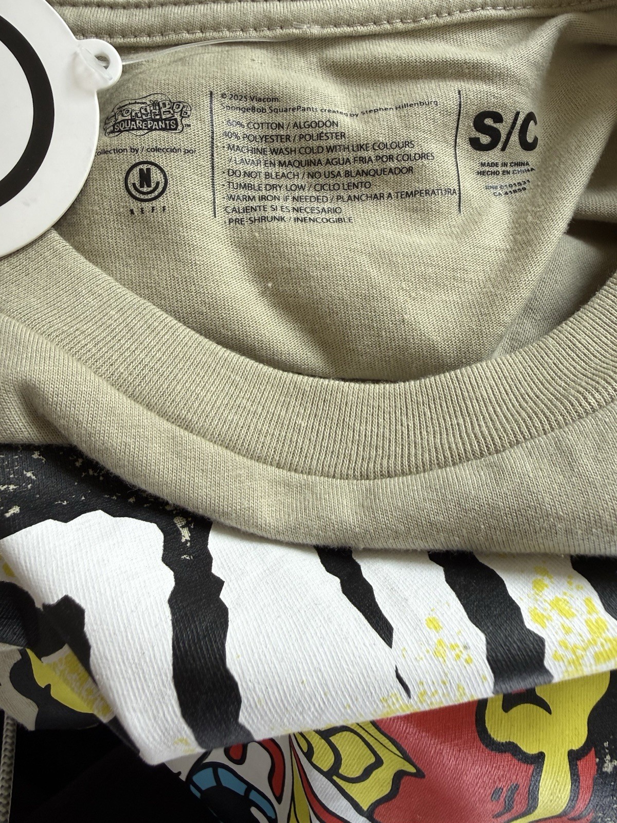 Spongebob Square Pants NEFF Turbo Racer Graphic Long Sleeve Olive Green Shirt Sm