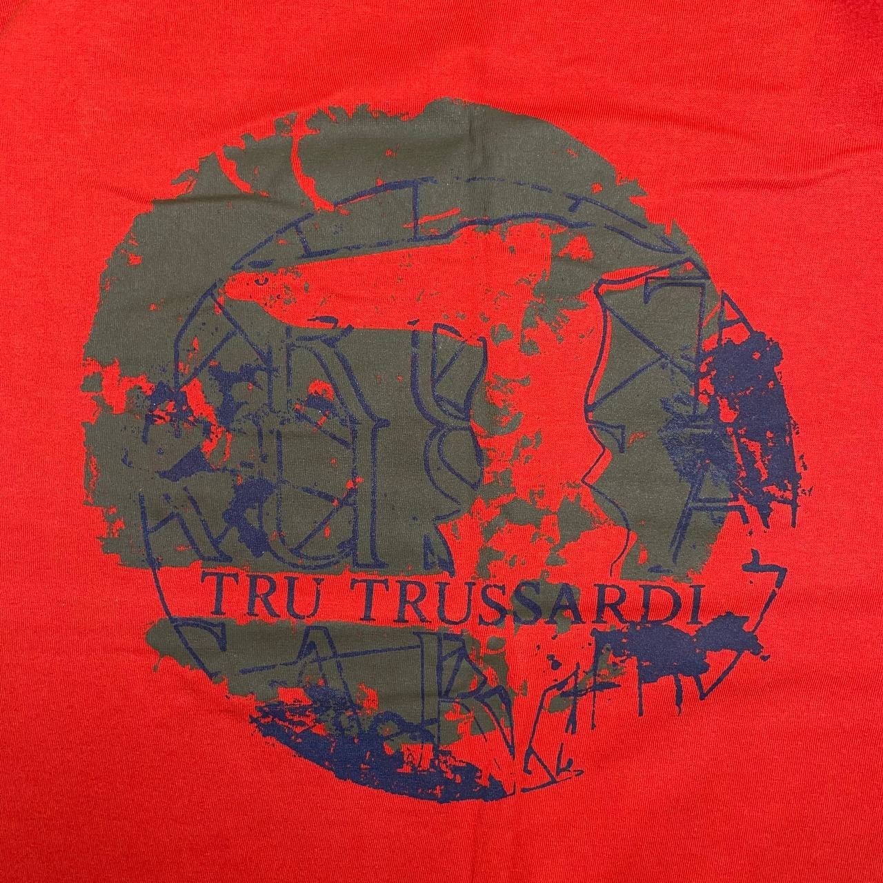 Vintage T-shirt Trussardi Big Logo Luxury tee Short Sleeve Red Size S