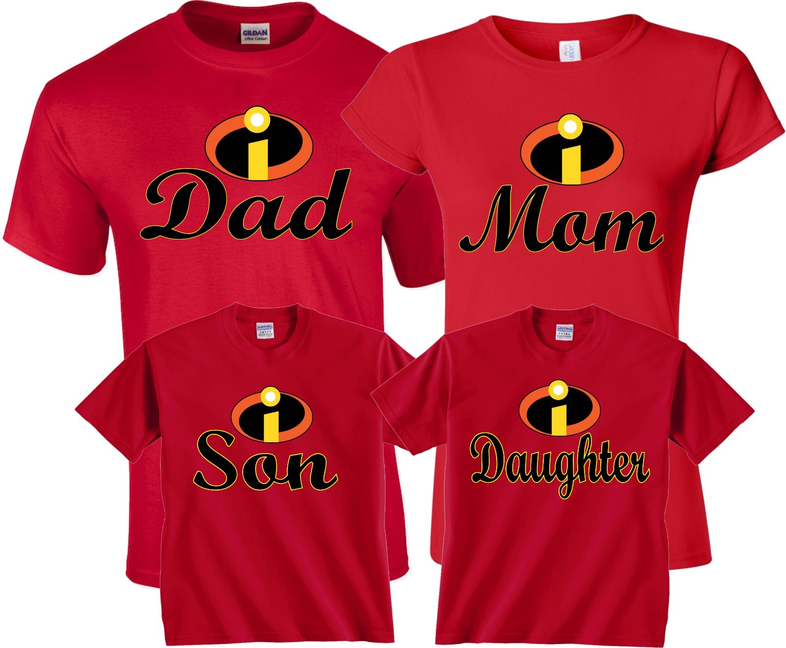 The Incredibles Custom Mom Dad Family Birthday Boy Girl Customized RED T-Shirts