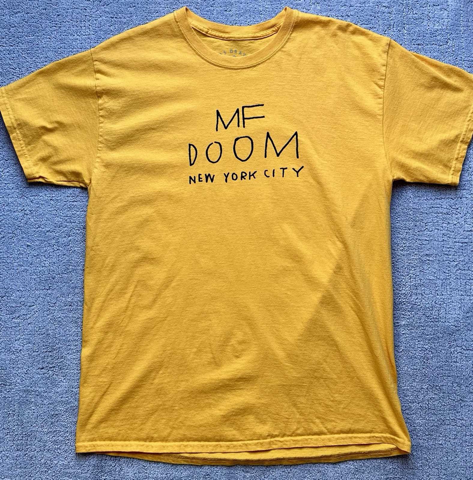 MF DOOM Gas Drawls NYC Yellow Gold T-Shirt, Official Release, RARE Men’s Large