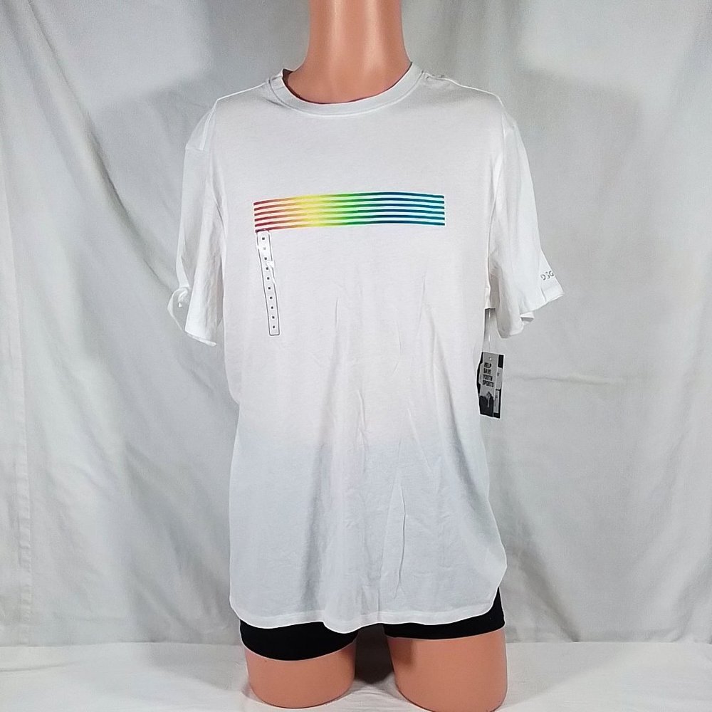 Men’s SS Cotton Graphic Tee Pure White Pride Rainbow-New with Tags-Free Shipping