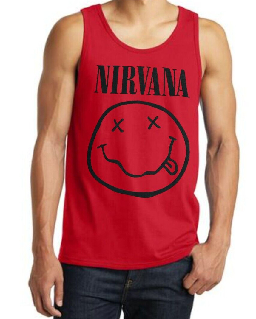 Nirvana Smile Rock Band Black Tank Top Men’s Sizes