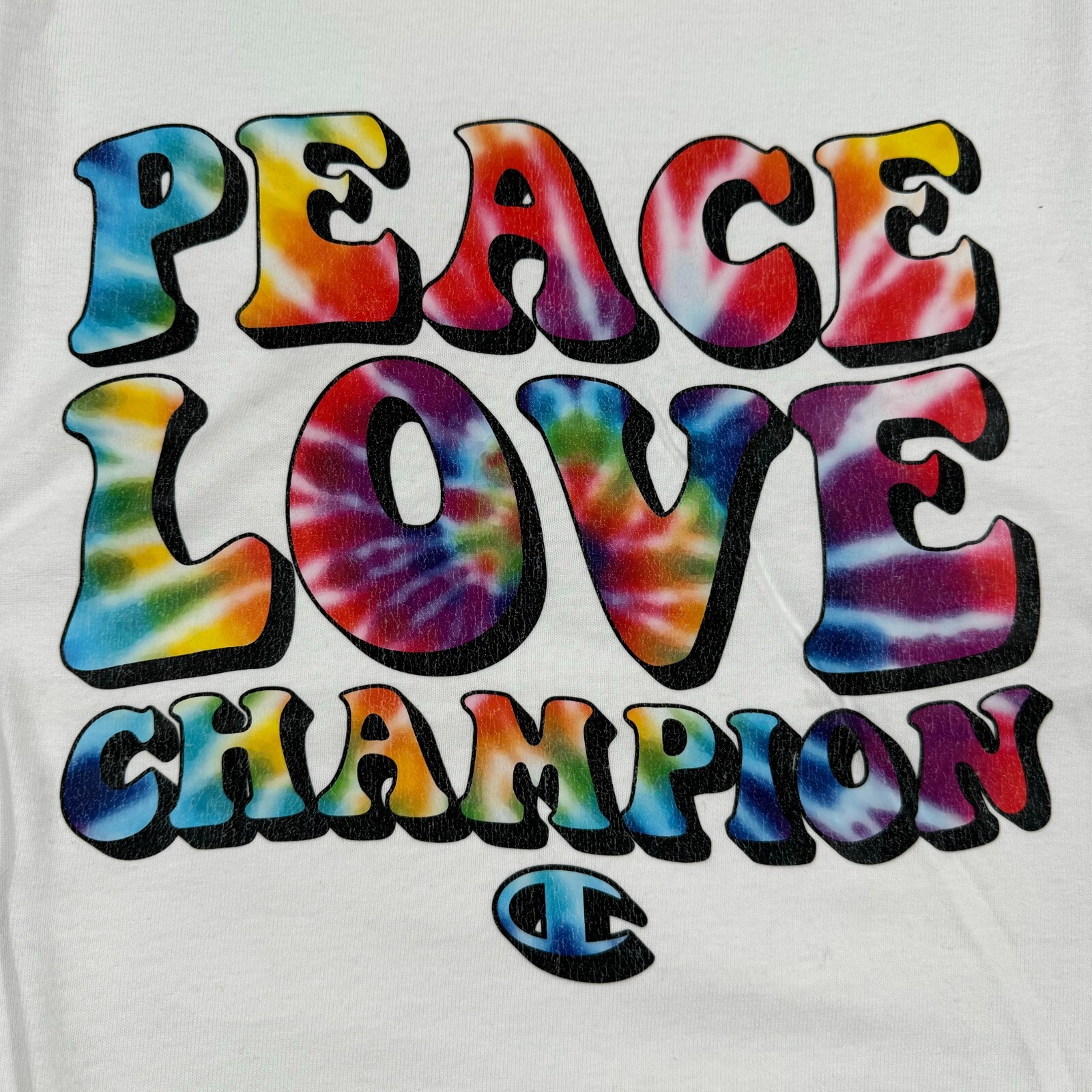 Champion Peace Love Graphic Logo Heritage T-Shirt White C21012-001 Men’s NWT
