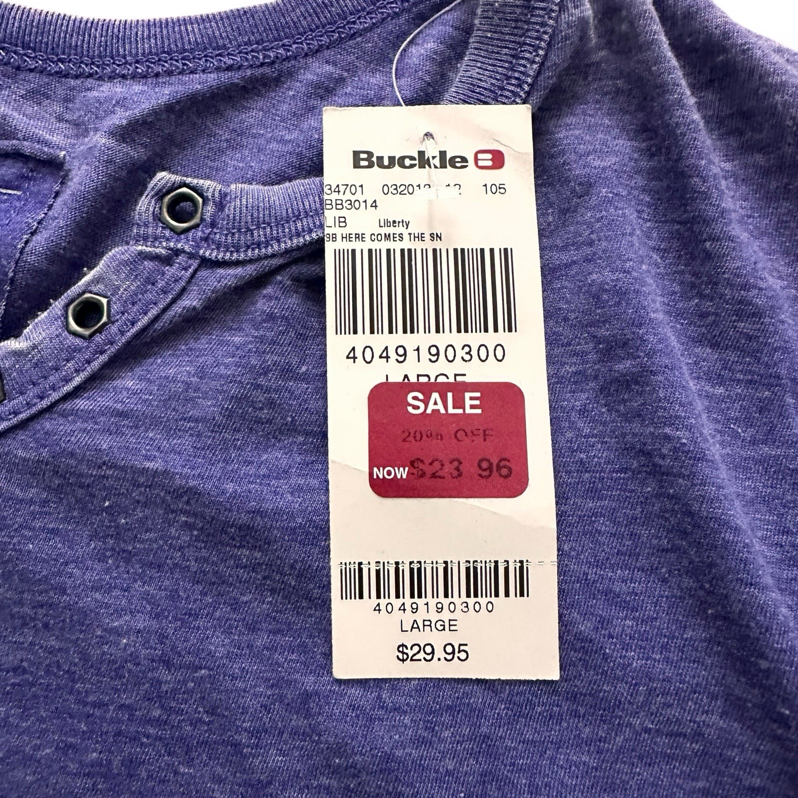 Buckle Black Shirt Mens Slim Fit Large Purple V Neck Lightweight Stretch Studs