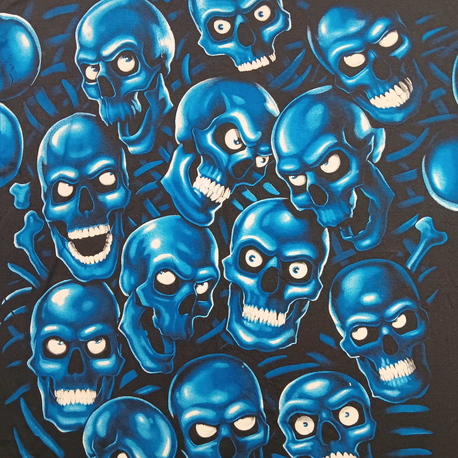 Vintage Liquid Blue Shirt Mens 3XL Black Blue Skull Pile Juicy J AOP Y2K 2001