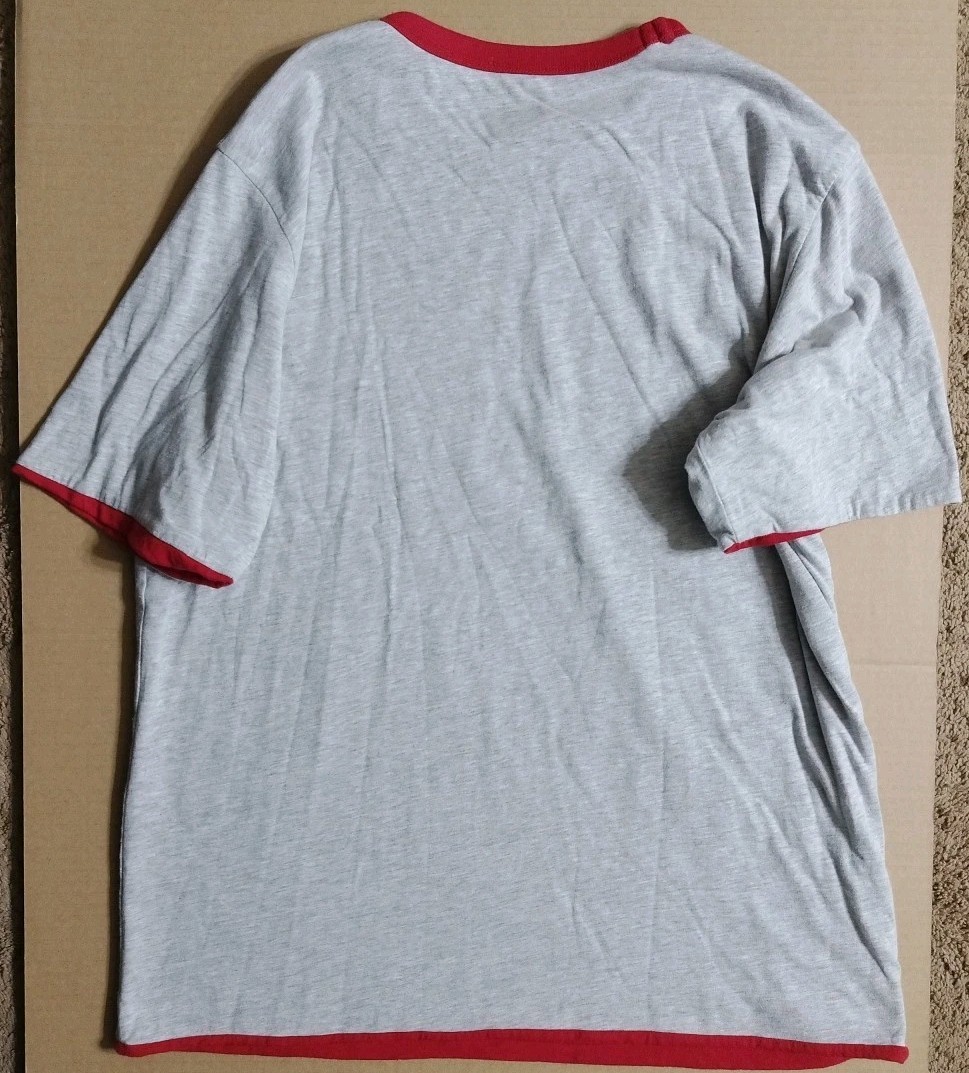 Vtg Red/Grey Lands End T Shirt Made USA Size 19.5 Pit Single Stitch No Size Tag