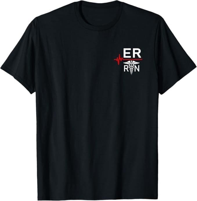 ER RN Nurse Heartbeat Medical Pocket Design Healthcare Gift T-Shirt