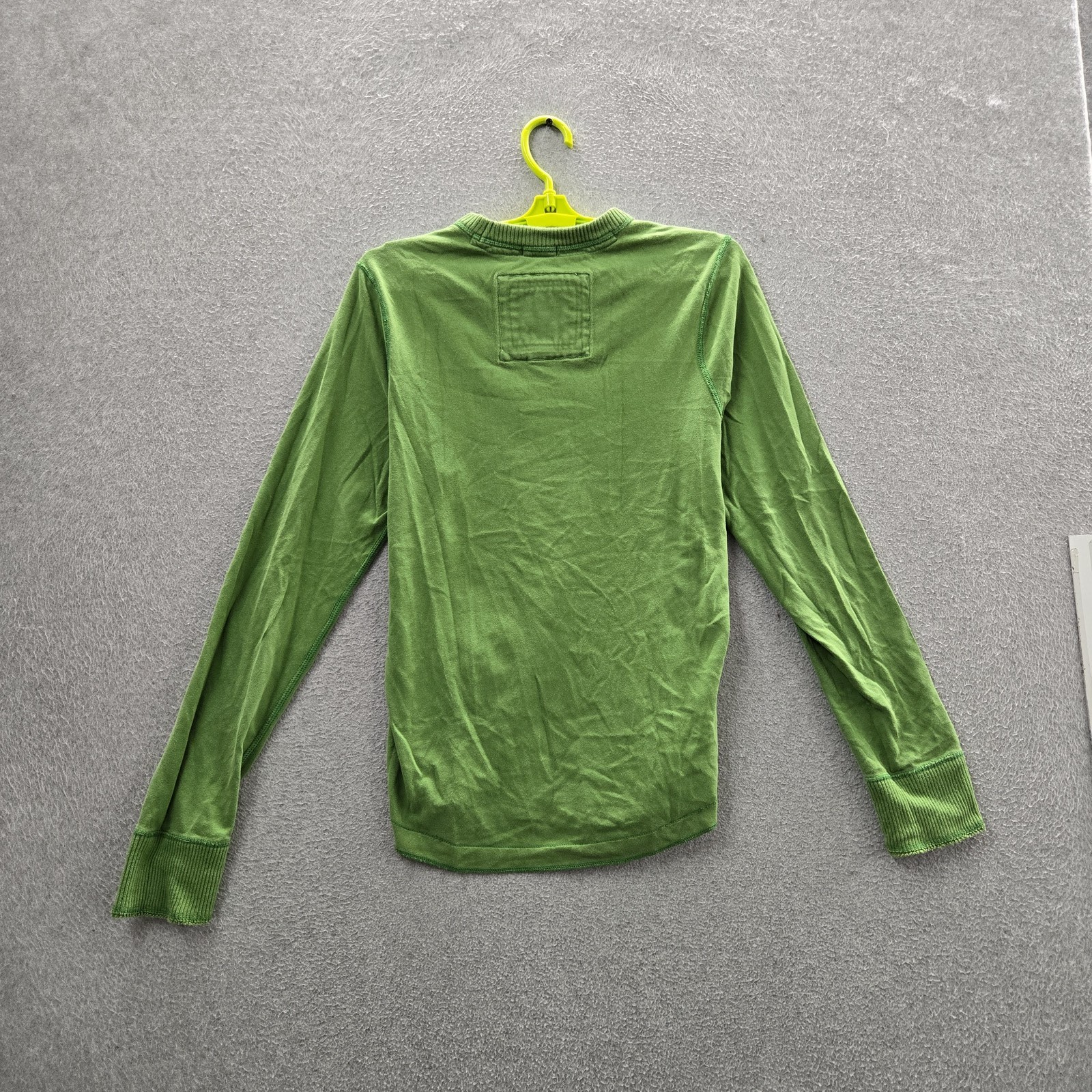 Abercrombie & Fitch Men Shirt S Green Embroidered Y2K Muscle Logo Long Sleeve