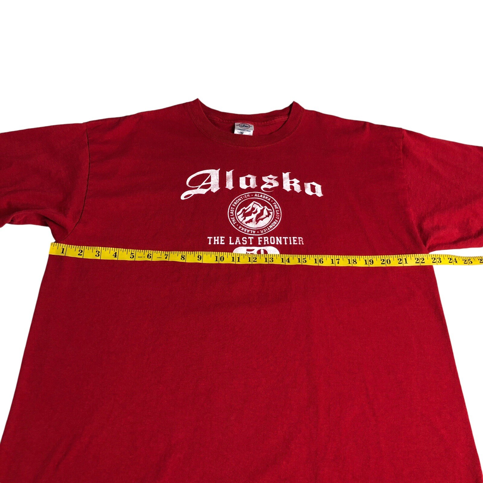 Vintage Y2K Alaska Shirt Mens XL Red The Last Frontier Graphic Cotton Outdoor
