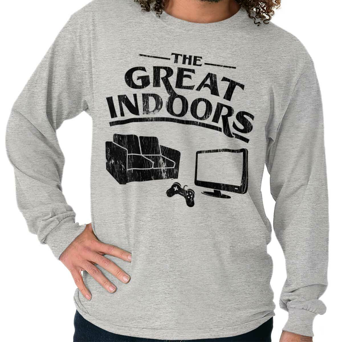 Funny Video Game The Great Indoors Introvert Long Sleeve T Shirts Tees For Men