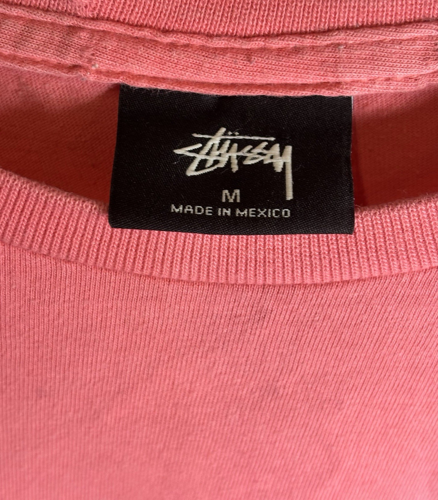 VTG Stussy T Shirt Mens M Pink Graphic Short Sleeve Black Logo