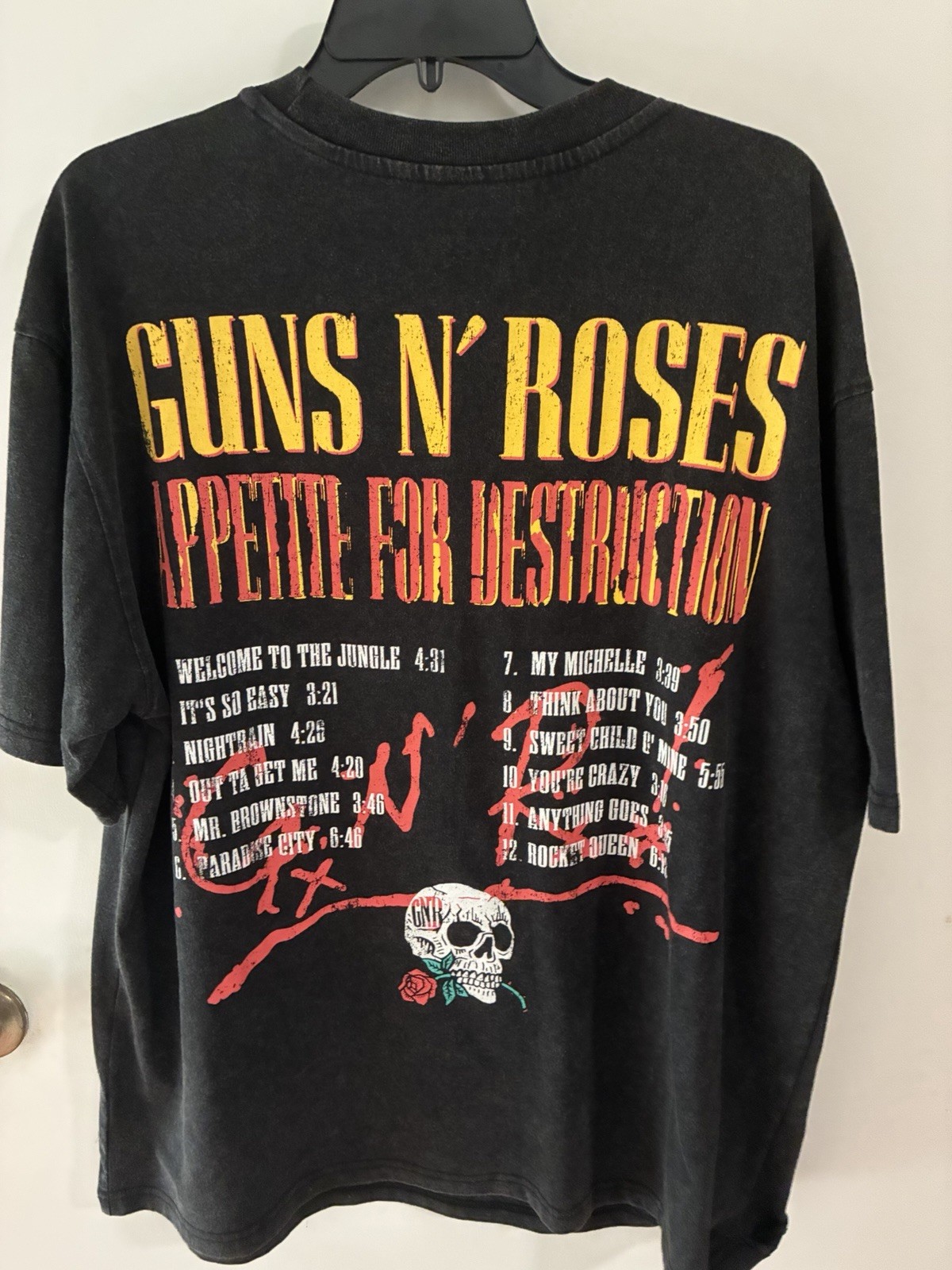 Guns N’ Roses Appetite for Destruction Tour 1988 Double-Sided Tee Men’s L Black