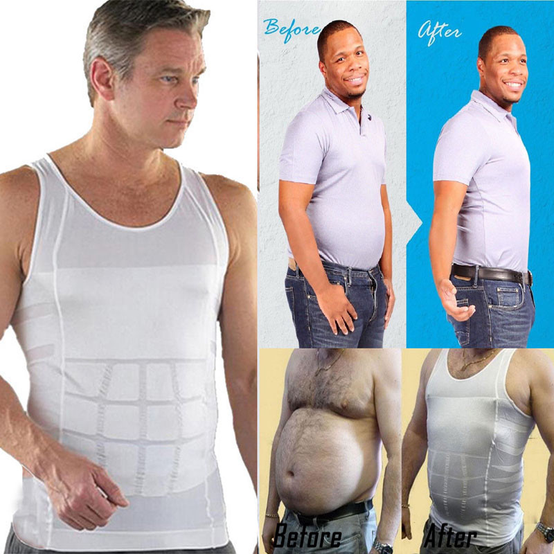 US Men Shaper Vest Full Body Slimming Tummy Underwear Shapewear Beer Belly Shirt