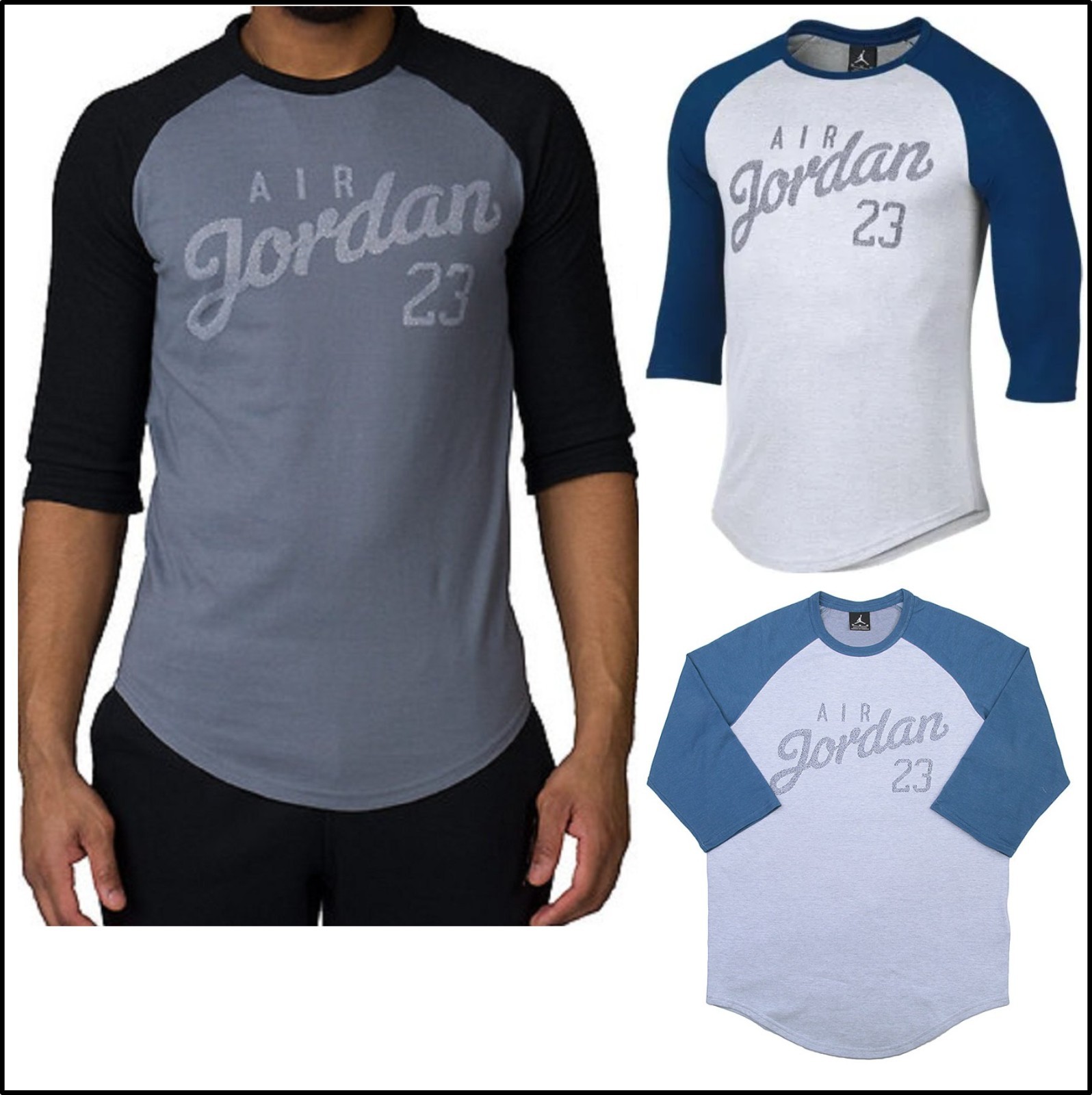 Men’s Air Jordan 23 Raglan 3/4 Sleeve T-shirt-Size: L (724492