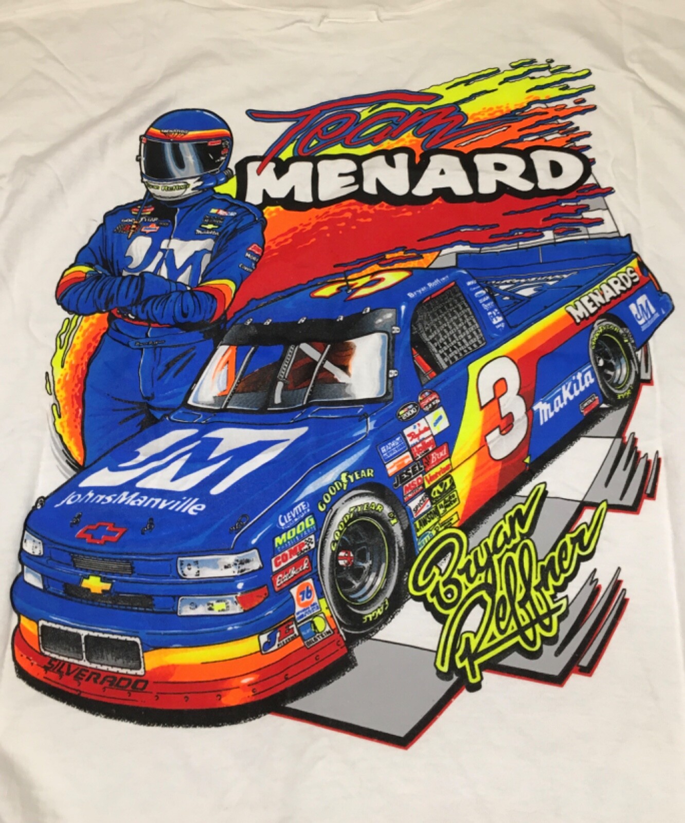 Fruit of The Loom Nascar Bryan Reffner Truck Race T Shirt Racing XXXL Vintage