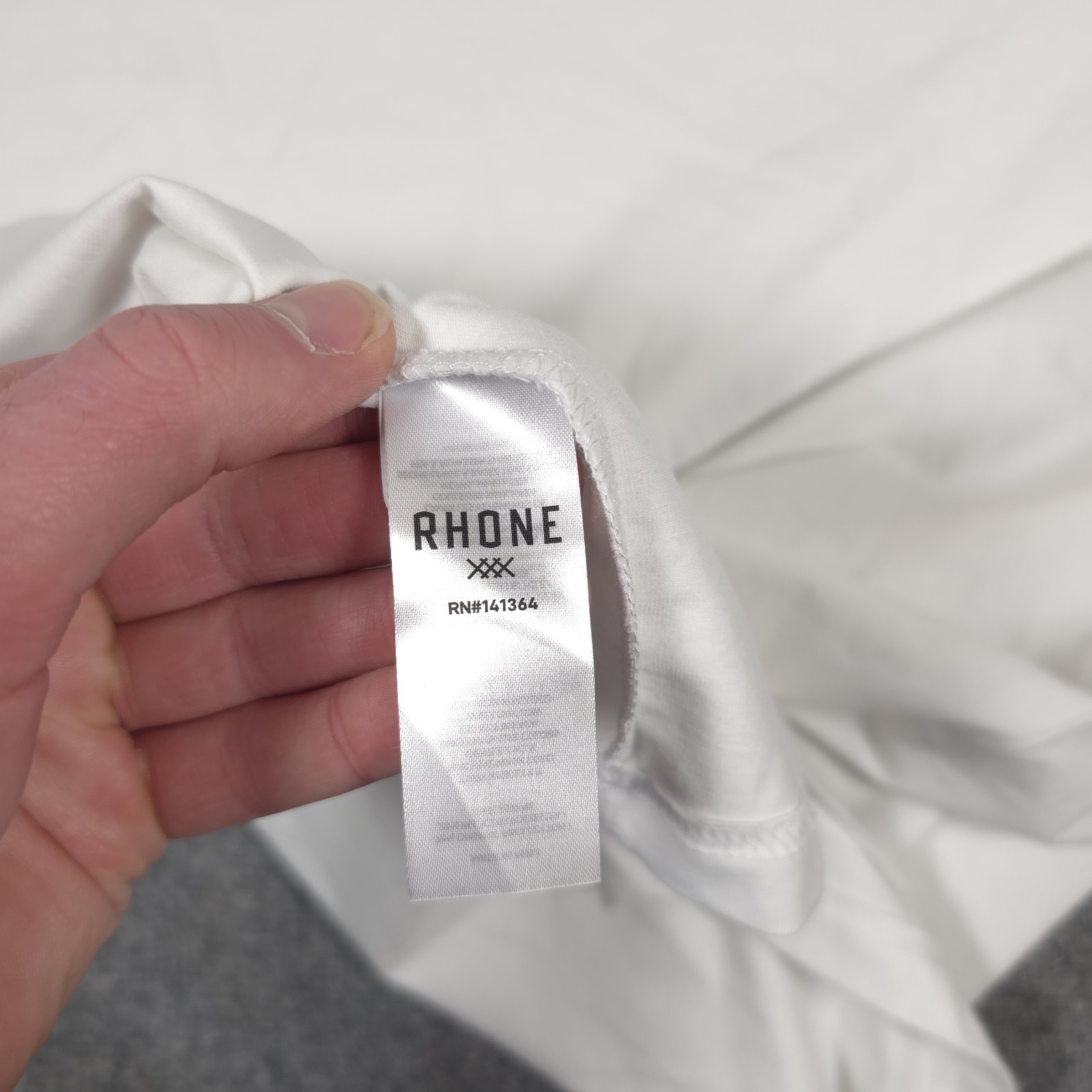 NWD Rhone Element Tee Mens L White Long Sleeve Crew Slim Fit Organic Cotton READ