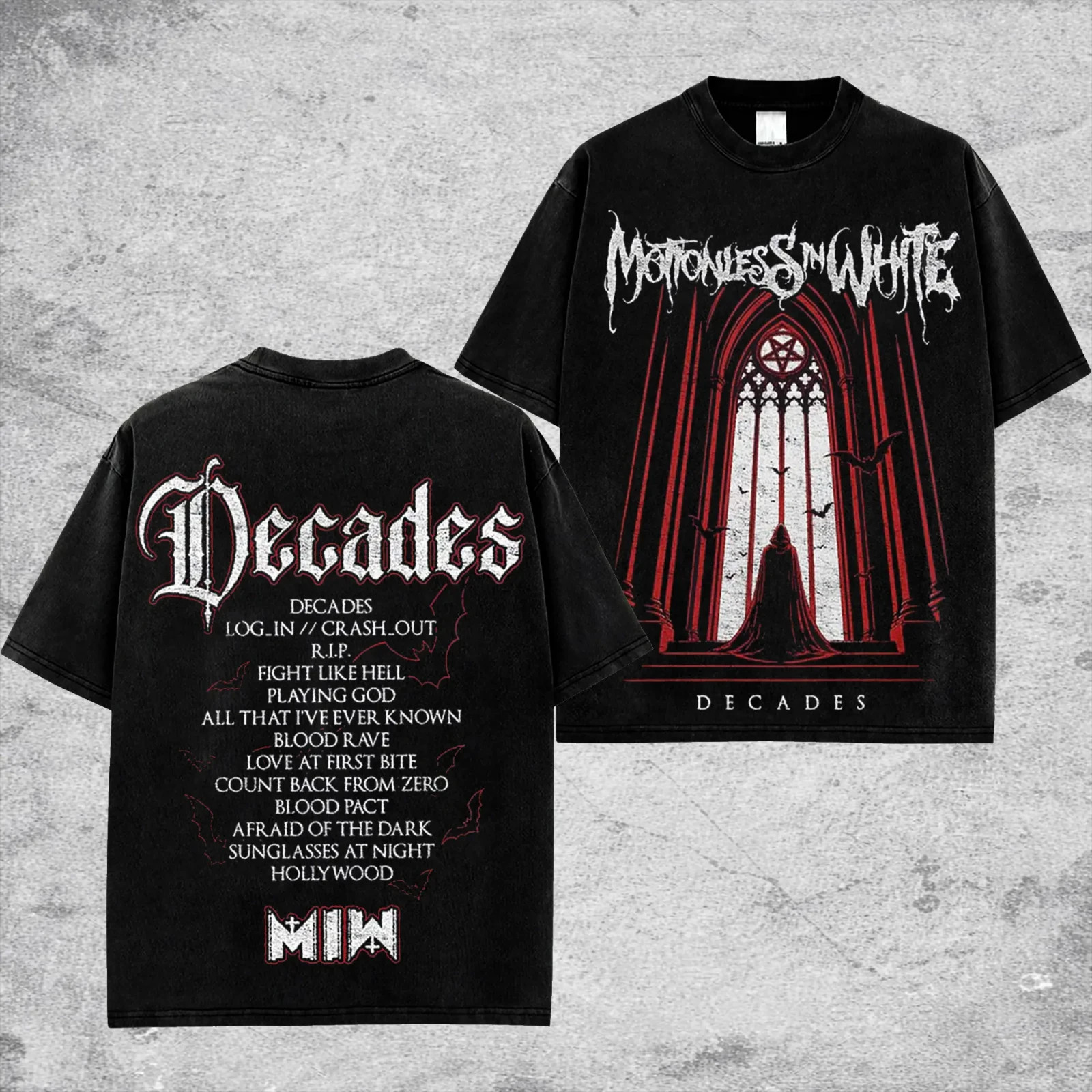 Motionless In White Decade Album Tracklist Retro Unisex 100% Heavyweight Cotton