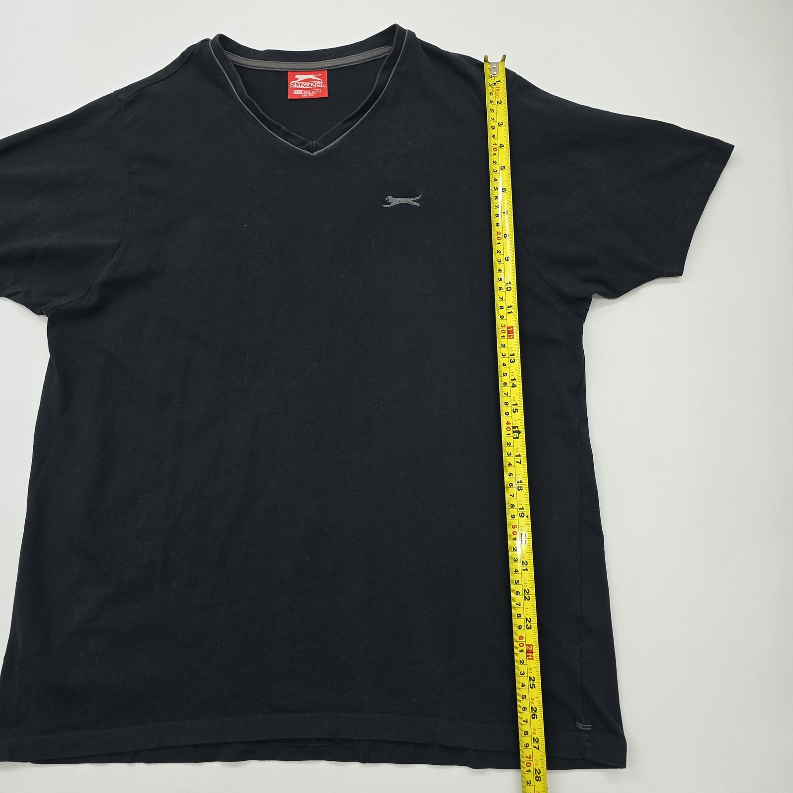 Slazenger Mens Black Graphic Logo V-Neck T-Shirt 2XL Regular