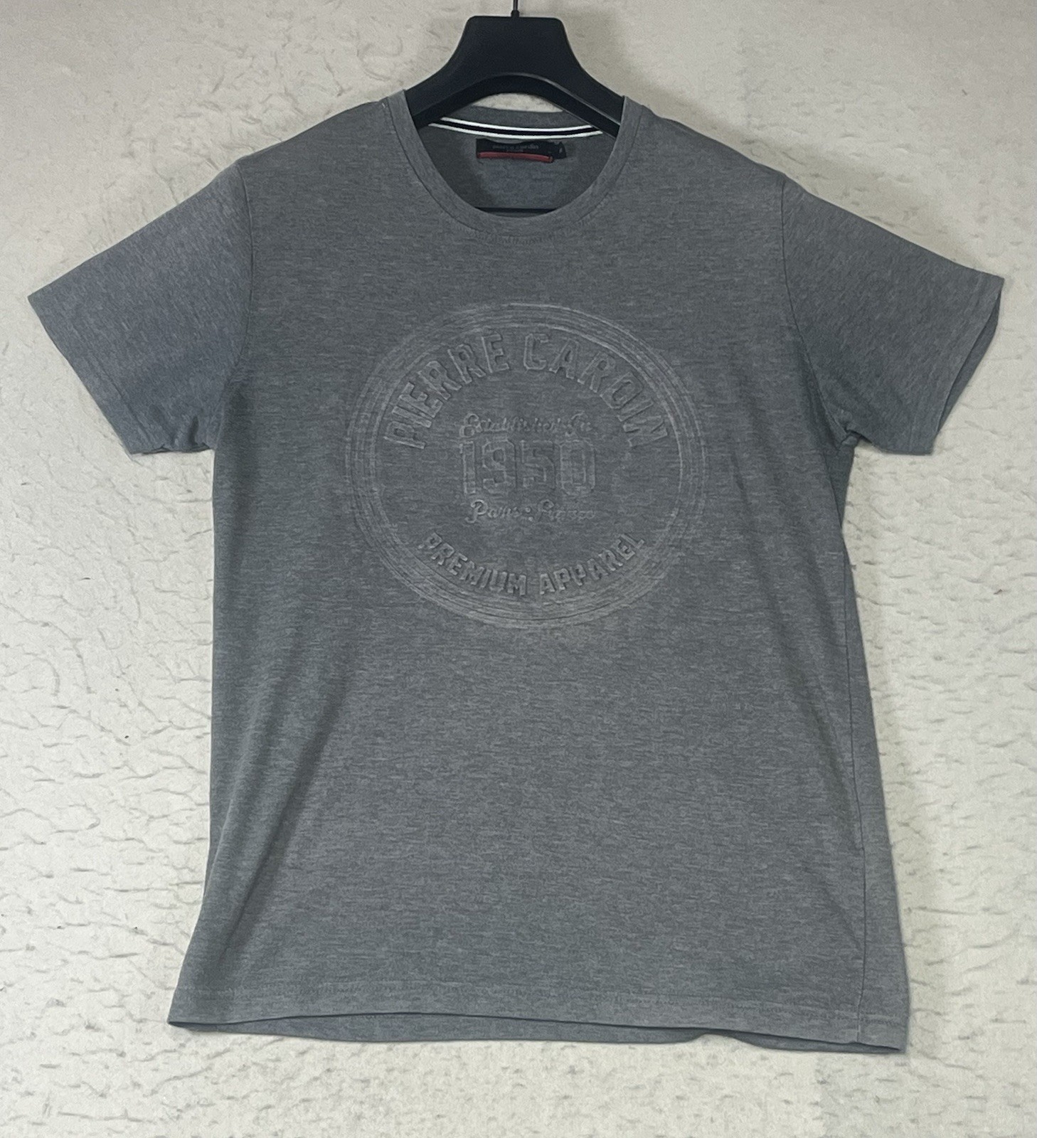 Pierre Cardin 1950 Original Logo Graphic T-Shirt Short Sleeve Gray Sz Medium