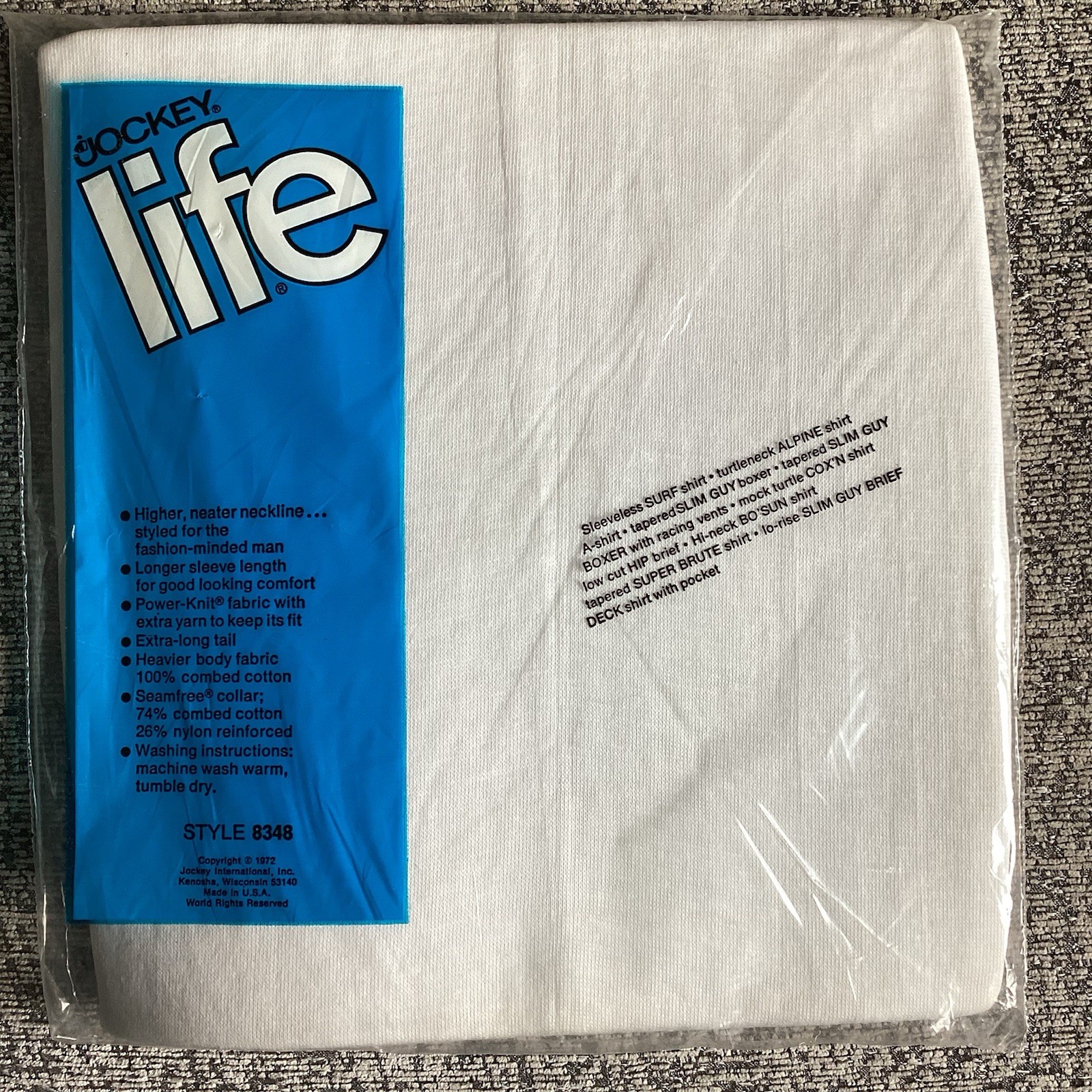 Vtg 1972 Jockey Life Bosun High Neck T-Shirt NOS Deadstock 70s Blank White Tee