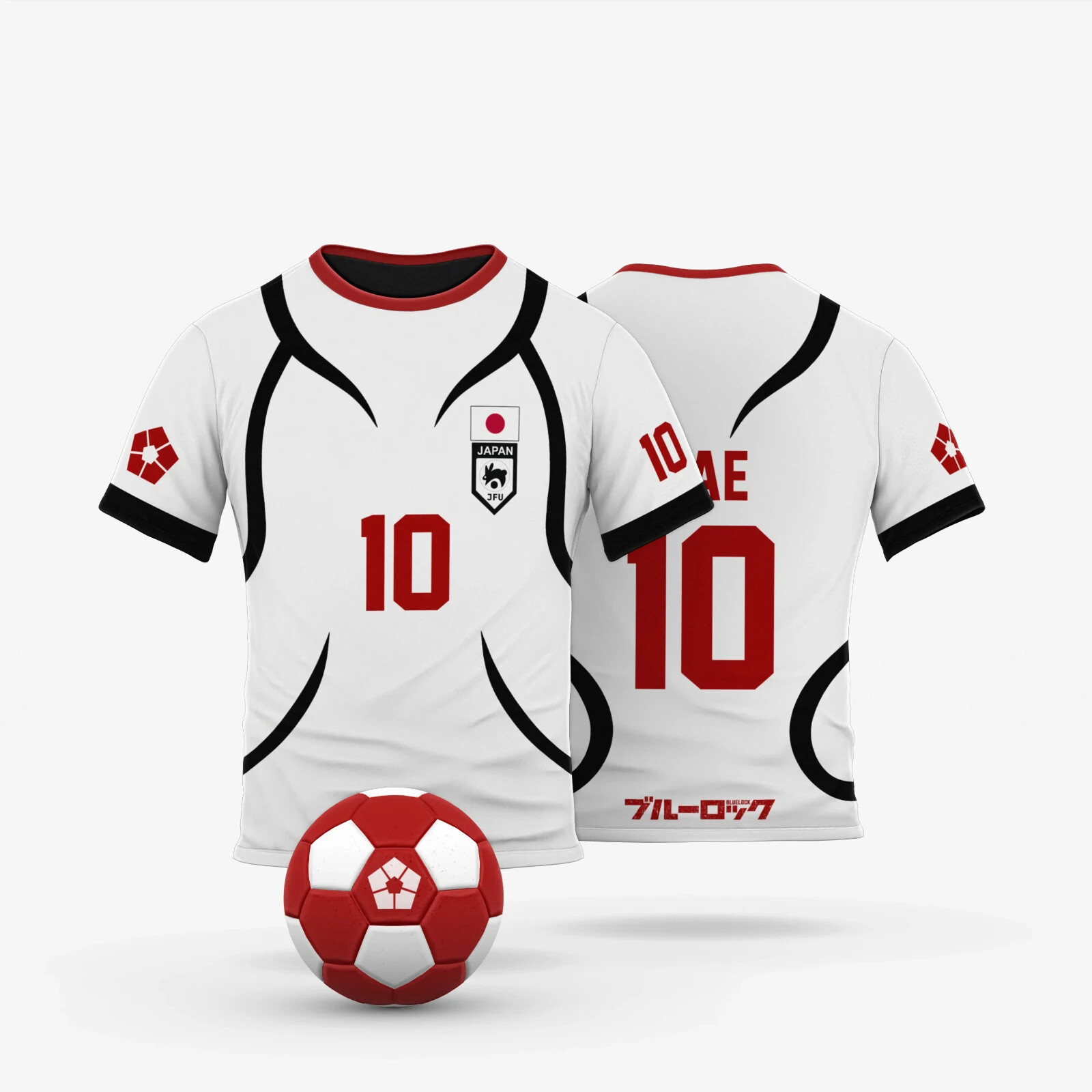 Blue Lock Japan U20 White Sports T-shirt Anime Jerseys for Fans Designs & Sizes