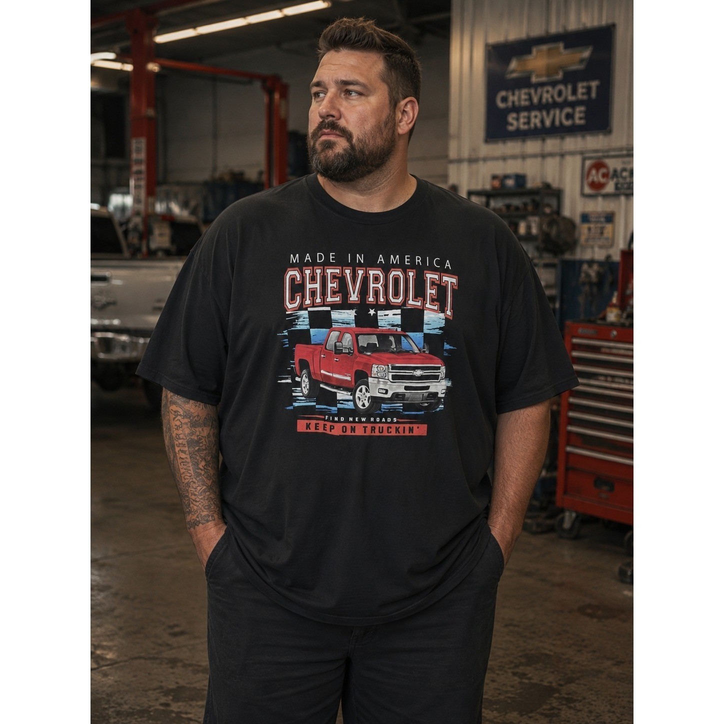GENERAL MOTORS Men’s 3XLT Black Chevrolet T-shirt Chevy GM Truck Trucks -1481