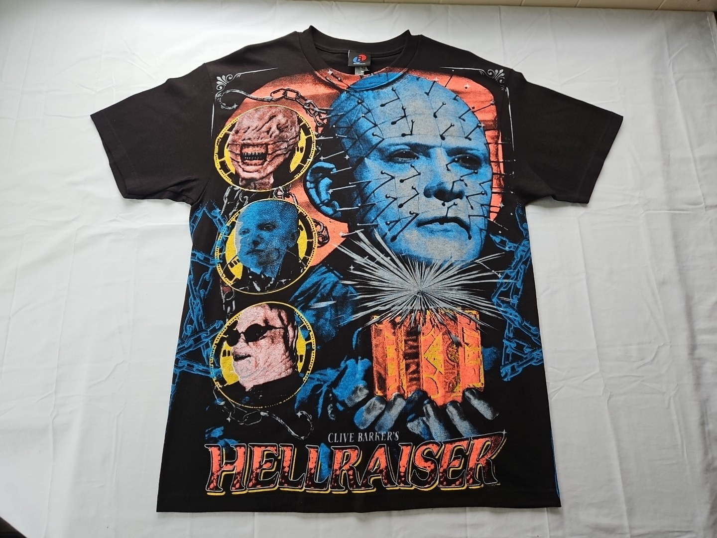 BackStock Co Hellraiser Pinhead AOP Shirt Clive Barker Rap Tee Adult L 21.5×31.5