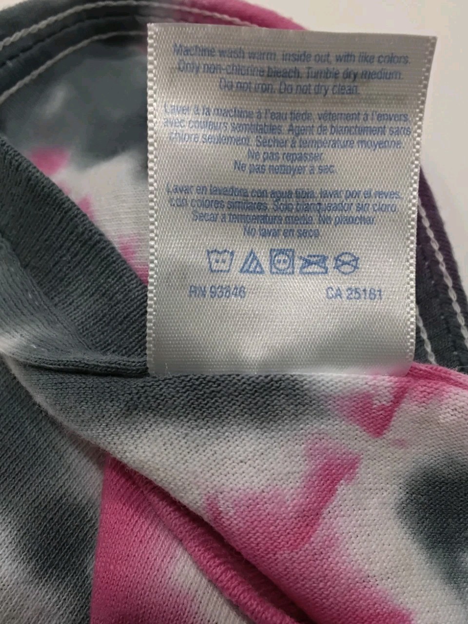 New Tie Dye Men’s T-Shirt Pink Gray Adult Large Multicolor Summer Spiral Swirl