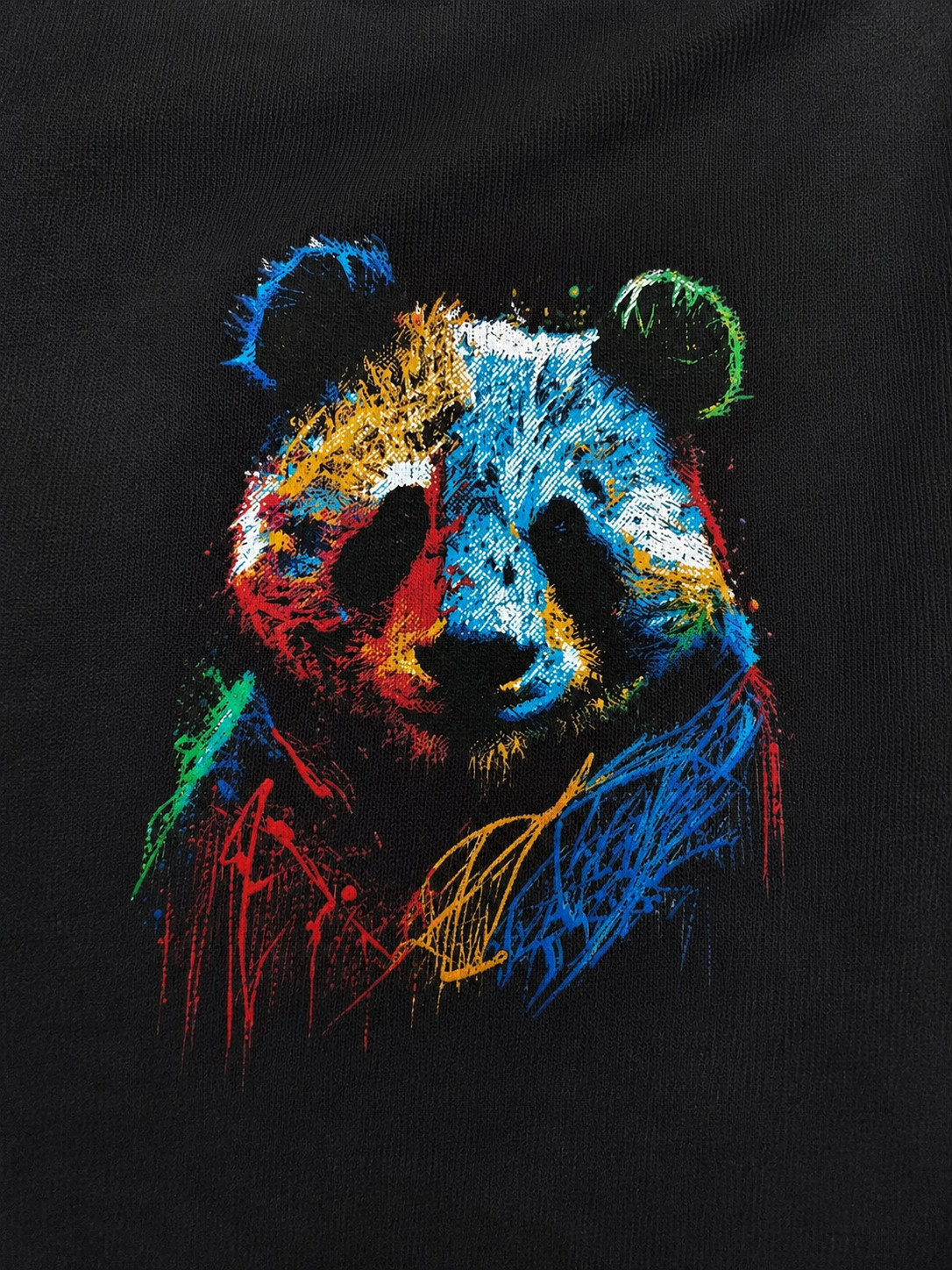 Oversized Panda T-Shirt Cute Kawaii Graphic Tee Unisex Funny Streetwear Black