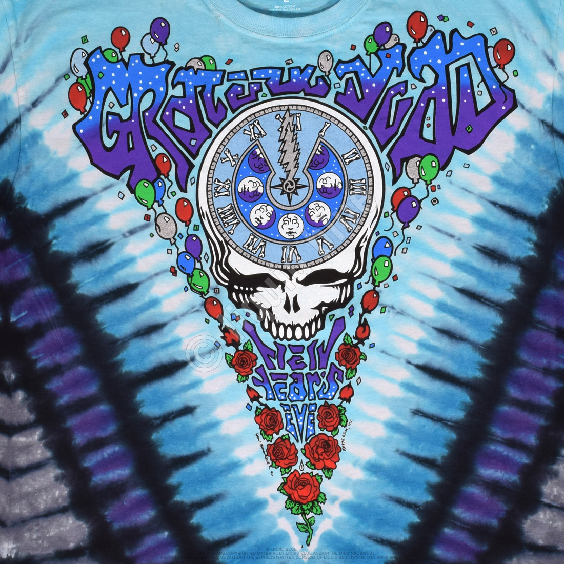 GRATEFUL DEAD-MIDNIGHT HOUR-NEW YEAR 90- TIE DYE T-SHIRT S-M-L-XL-XX Garcia,Wier