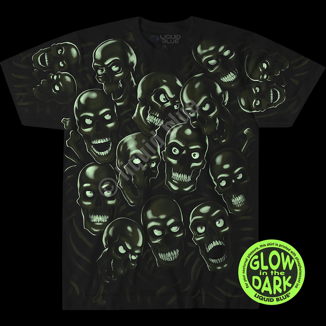 JUICY J STAY FLY-SKULL PILE-GLOW N DARK-T-SHIRT S-M-L-XL-2X- Authentic, Licensed
