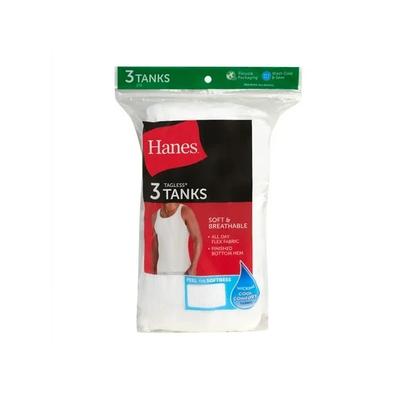 Hanes Men’s Tank Top Undershirt,Moisture-Wicking,Cotton Ribbed Tanks 1 DAY ship