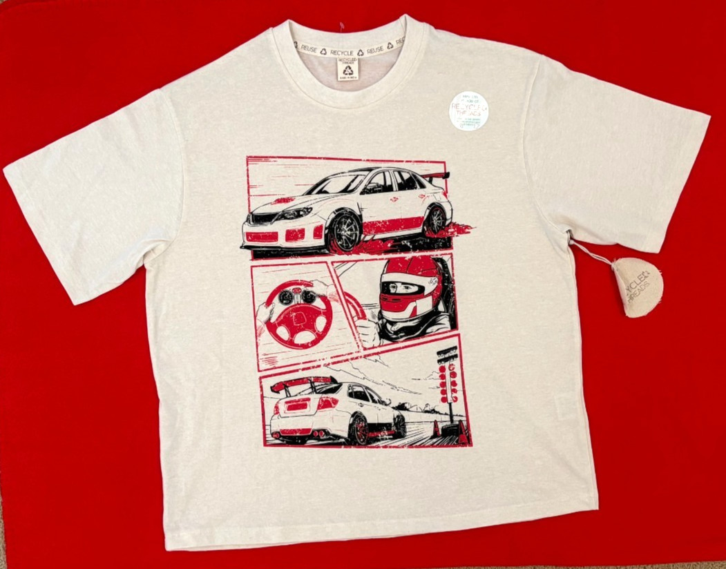 NWT Recycled Threads Men’s Beige JDM Race Sport Car Graphic T-Shirt /Racing/Sz L