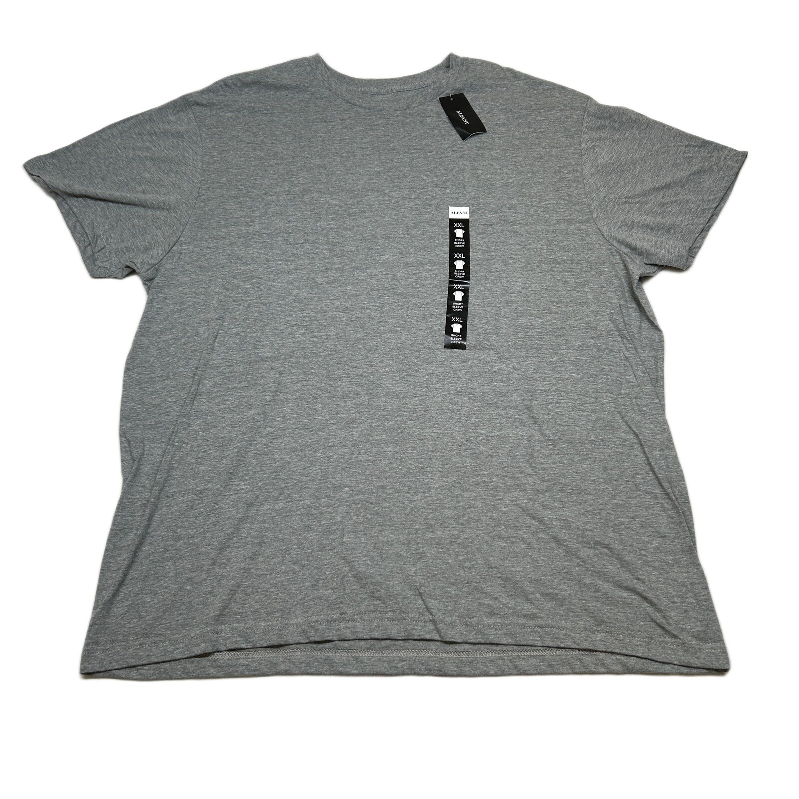 Alfani Crew Neck T-Shirt Mens 2XL Short Sleeve Heather Gray Soft Casual NEW