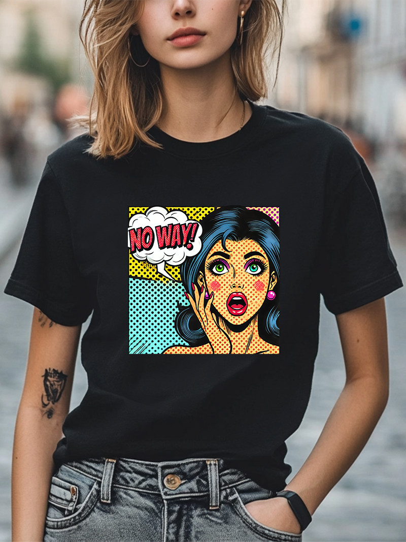 Retro Pop Art T-Shirt “No Way!” Colorful Comic Style Men Women Unisex T-Shirt