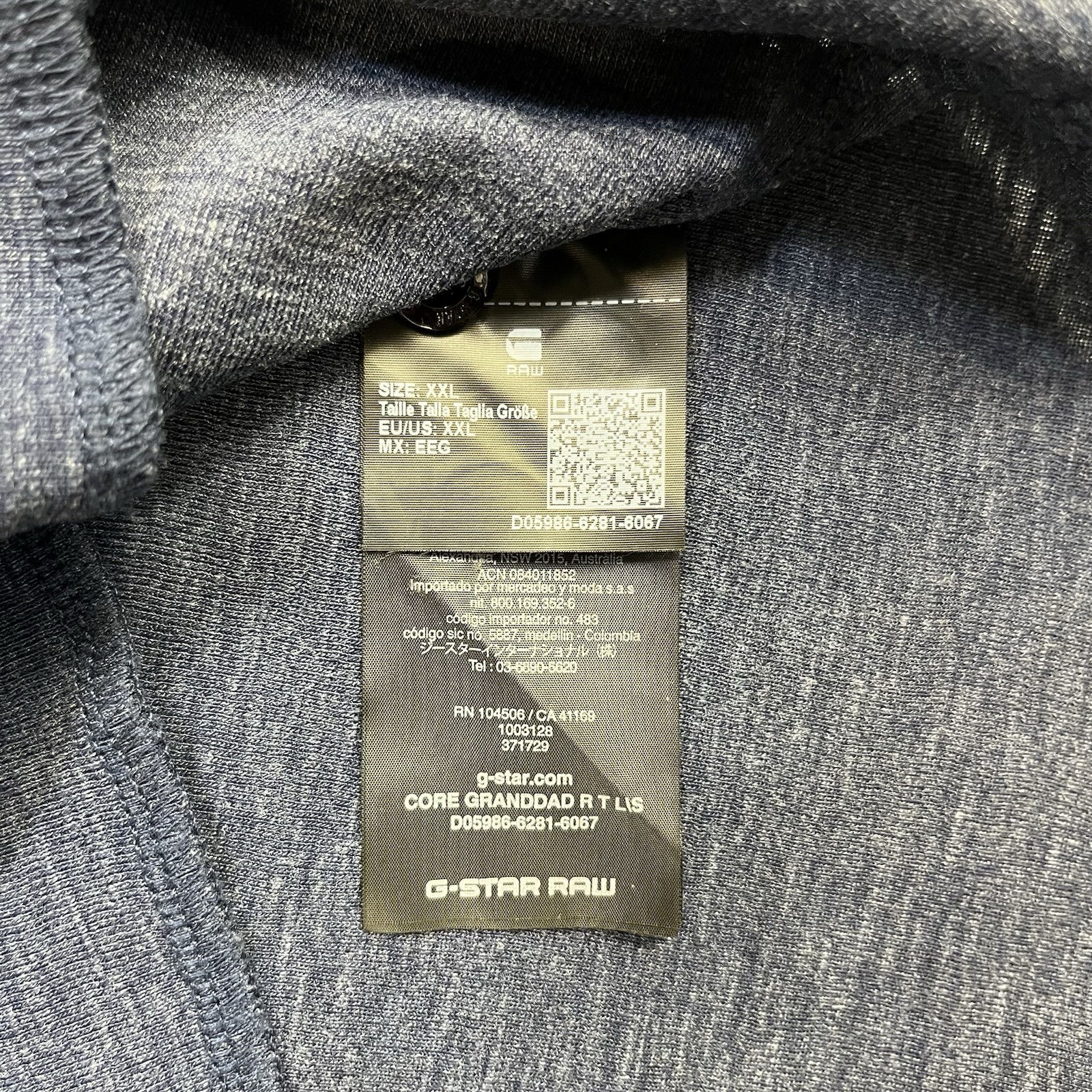 G-Star Raw Henley Shirt Mens XXL Blue Long Sleeve Knit Pattern Logo Buttons