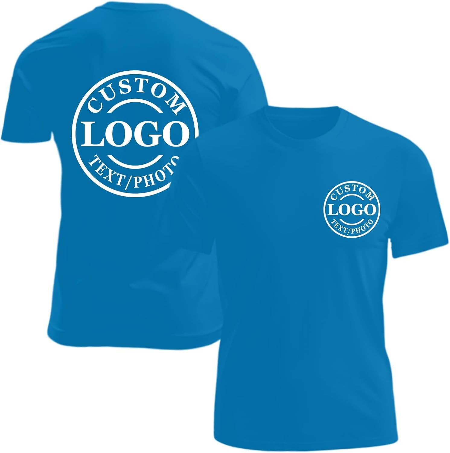 Custom Business Logo T-Shirt Front Back Upload Photo Text Logo 100% Cotton