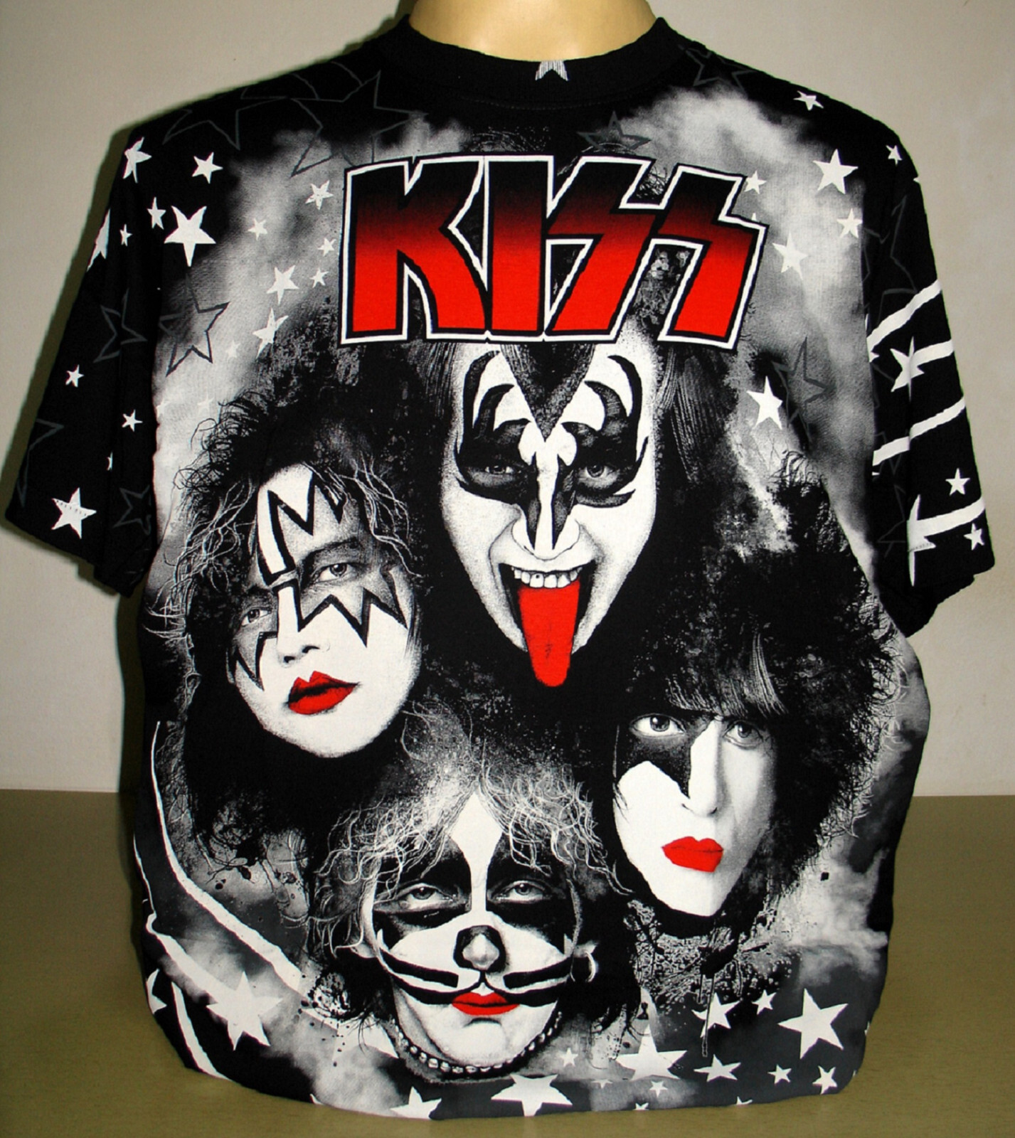 Kiss Rock Band All Over Print T-Shirt Size M L XL 2XL 3XL First Lineup XXL XXXL