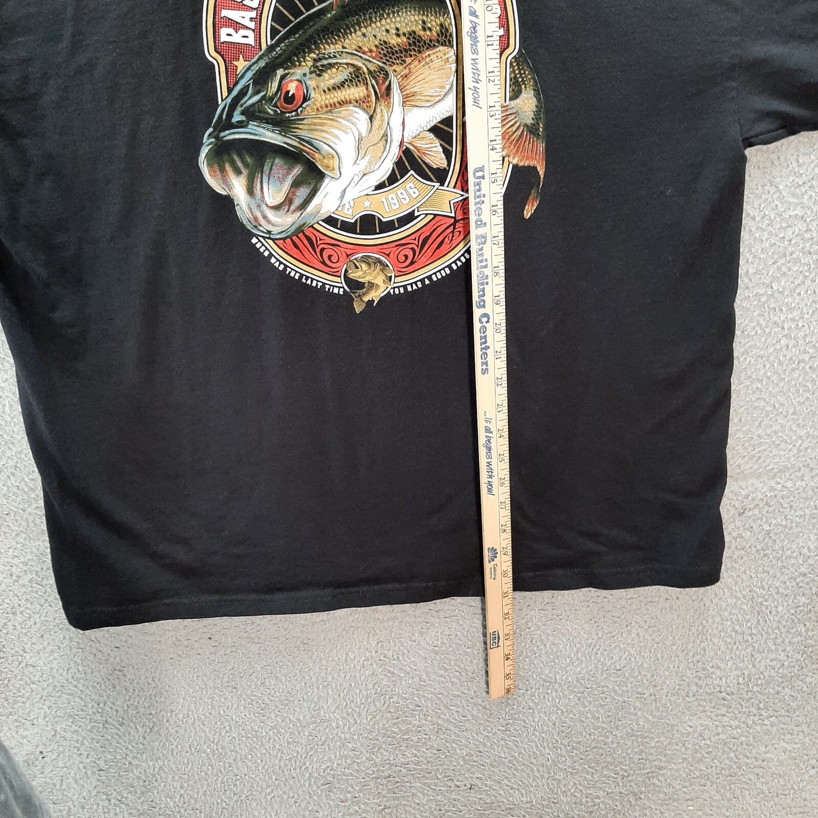 Gildan Shirt Adult 2XL XXL Black Large Mouth Bass Fishing Outdoors Sportsman