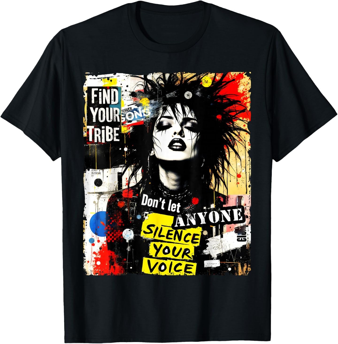 Punk Girl Graffiti 90s Urban Grunge Art Distressed Vintage T-Shirt