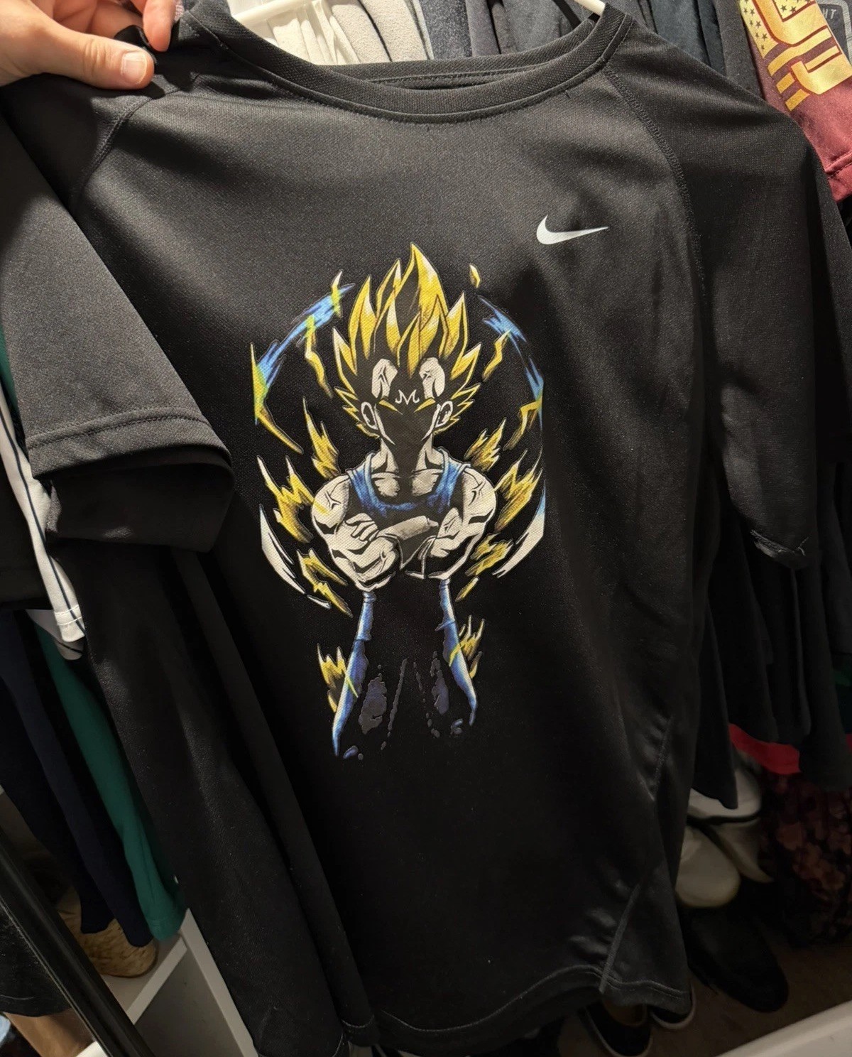 Nike Dragon Ball Z Majin Vegeta Shirt DBZ Men’s TShirt Large Black Moisture Wick