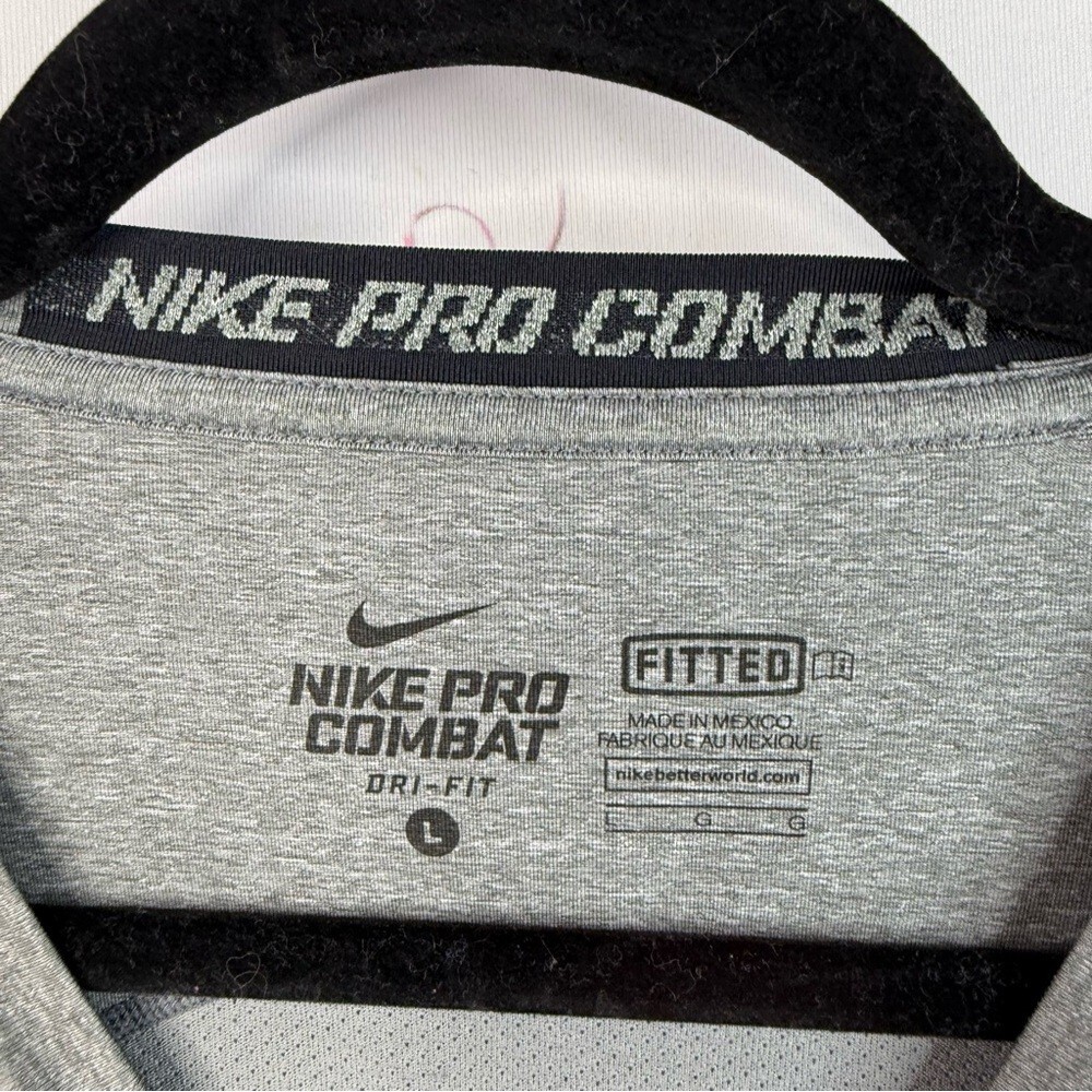 Nike long sleeve shirt dri fit grey silver Pro Combat Men’s Long Sleeve Gray Tee