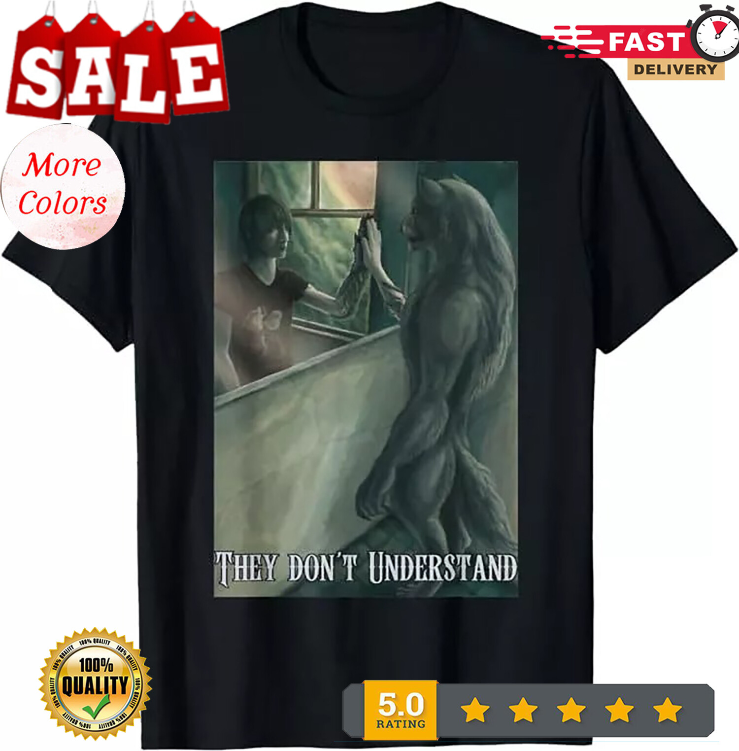 2025/Werewolf Ripping Meme Alpha Wolf Werewolf Literally Me T-Shirt