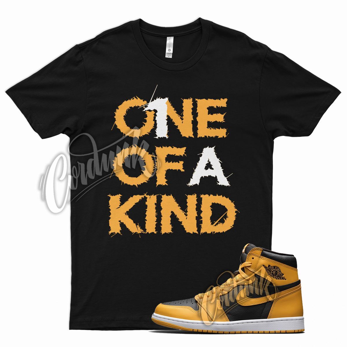Black 1OAK T Shirt for Air J1 1 Retro High OG Pollen University Gold