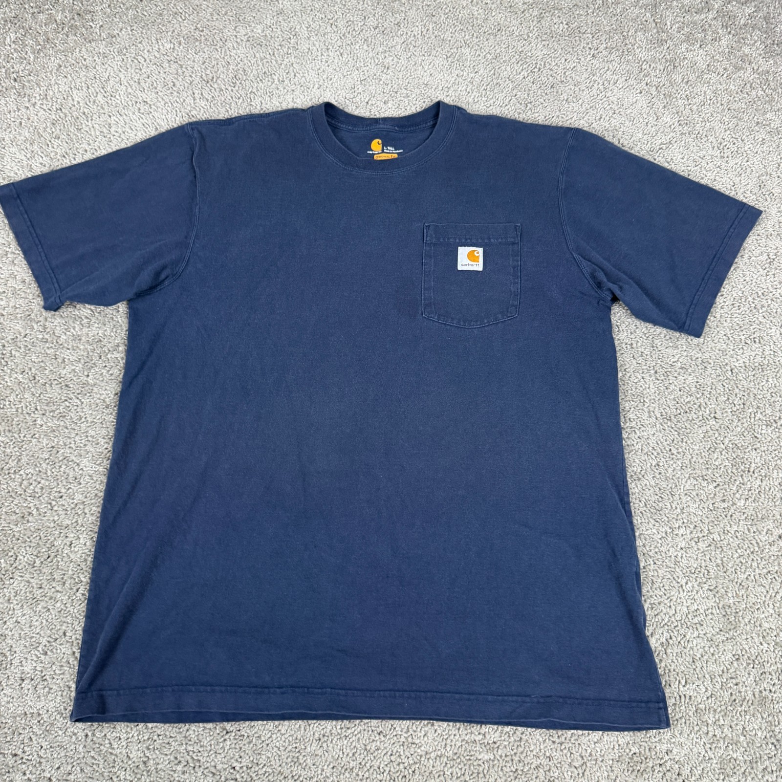 Carhartt Shirt Mens Large Tall Navy Blue Short Sleeve K87 Workwear Cotton