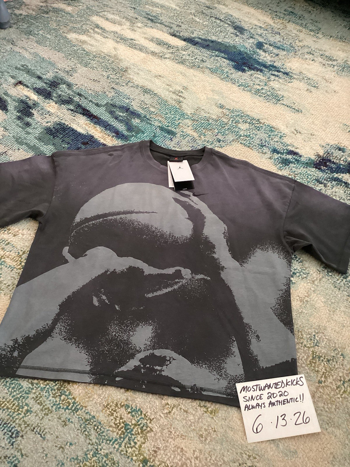 NWT Nike Air Jordan Shooting Graphic Anthracite Loose Fit T-Shirt Men’s Sz L