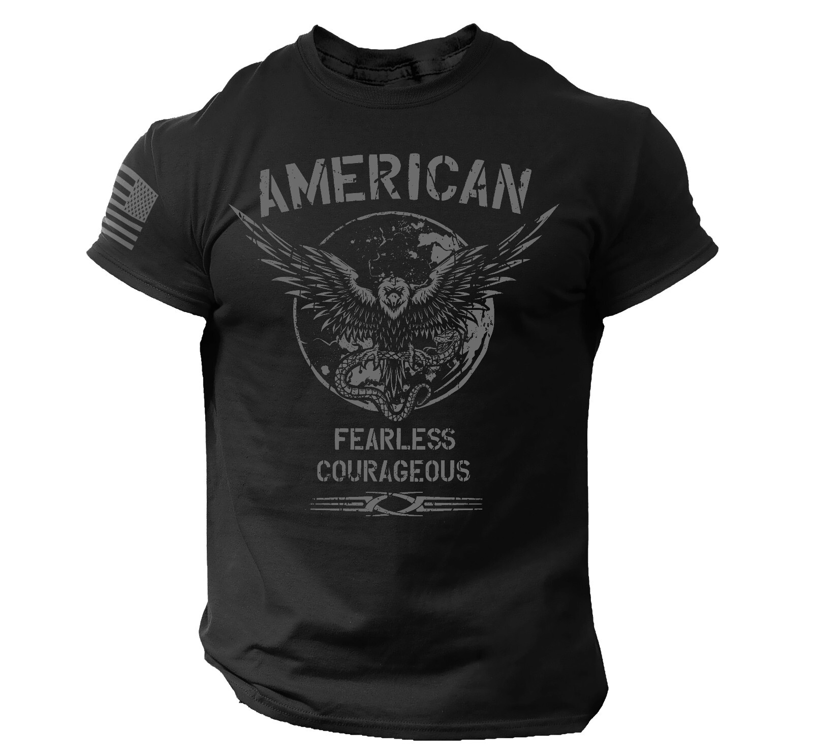American Men’s T Shirt Fearless Courageous USA Warrior Tee Rogue Style
