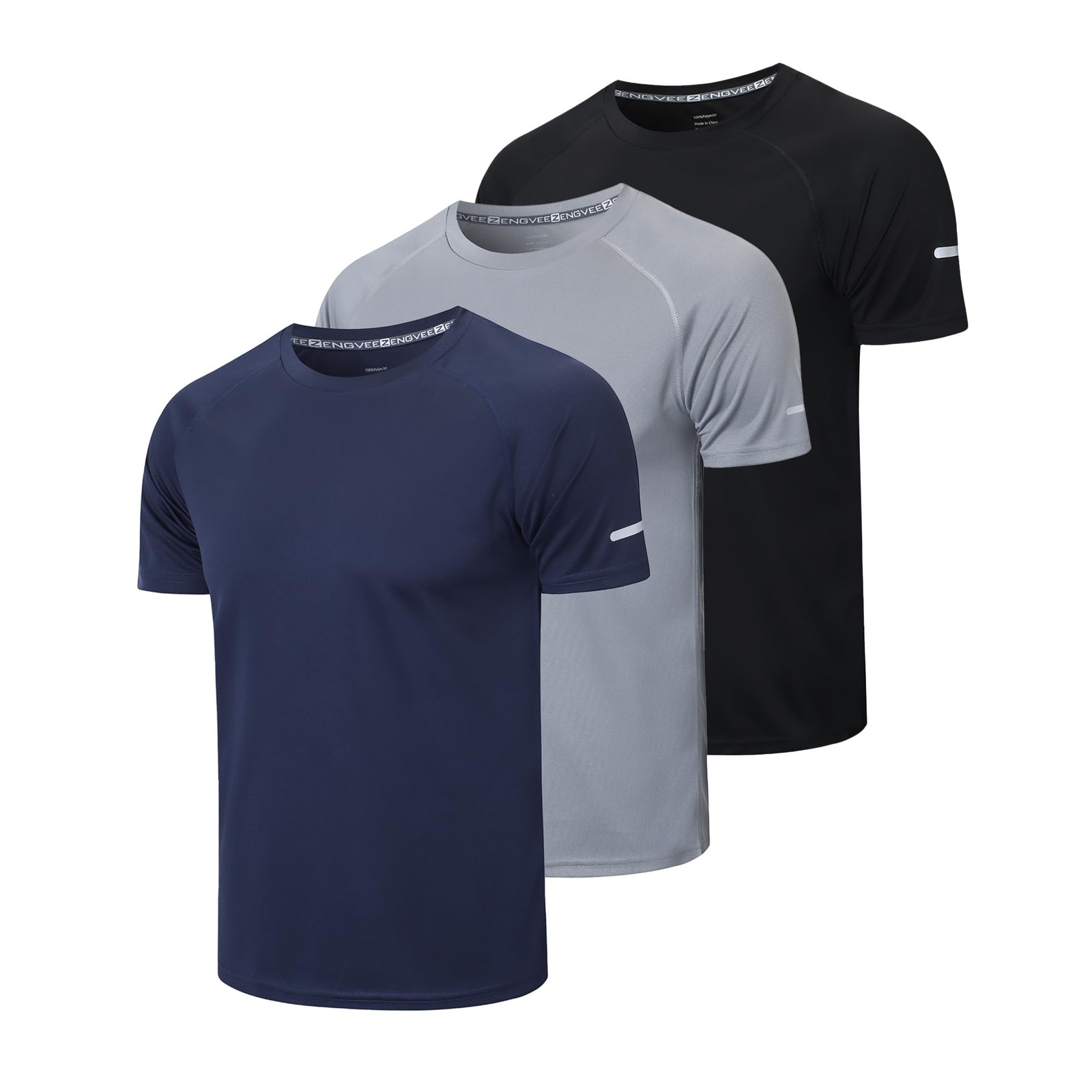 Men’s 3 Pack Compression Shirts Dry Fit Moisture Wicking Short Sleeve T-Shirts