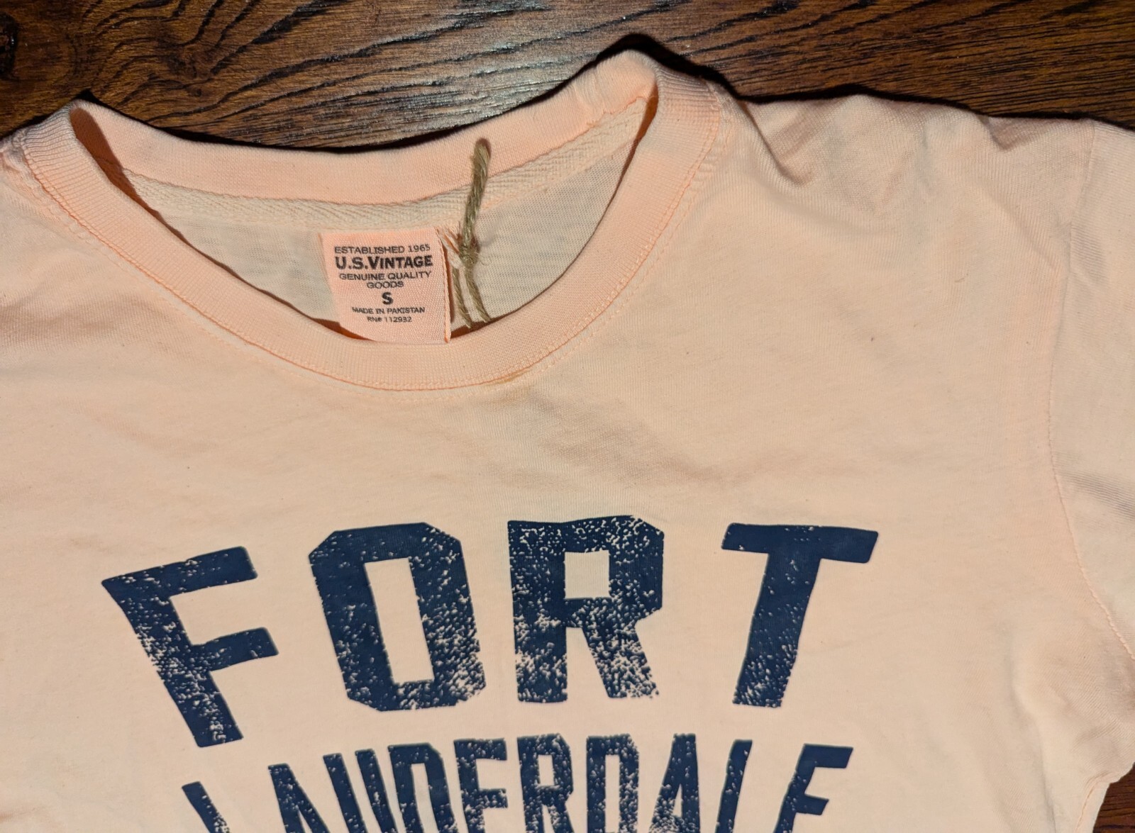 U.S. Vintage Men’s 100% Cotton Apricot Fort Lauderdale T-Shirt Size Small – NWT