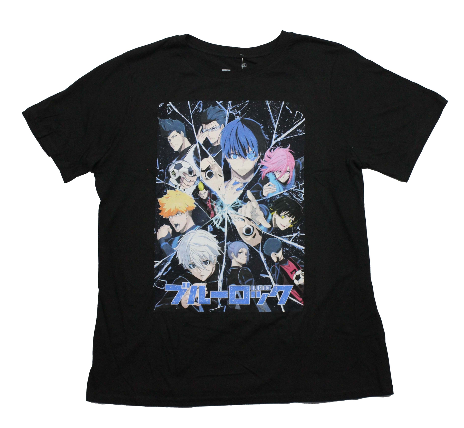 Blue Lock New Adult T-Shirt – Cast In Shattered Glass Above Kanji
